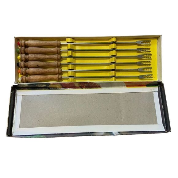 Vintage 60s Fondue Forks New in Box - Picture 2 of 11
